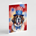 Saint Bernard Patriotic American Greeting Cards Pack of 8 Blank Cards with Envelopes Whimsical A7 Size 5x7
