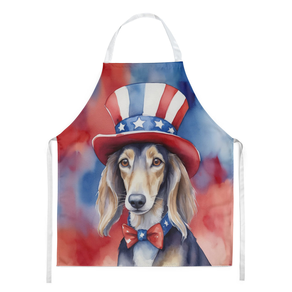 Saluki Patriotic American Apron Cooking Kitchen Server Baking Crafts Gardening for Adult Women Men, Unisex, Large, Multicolor