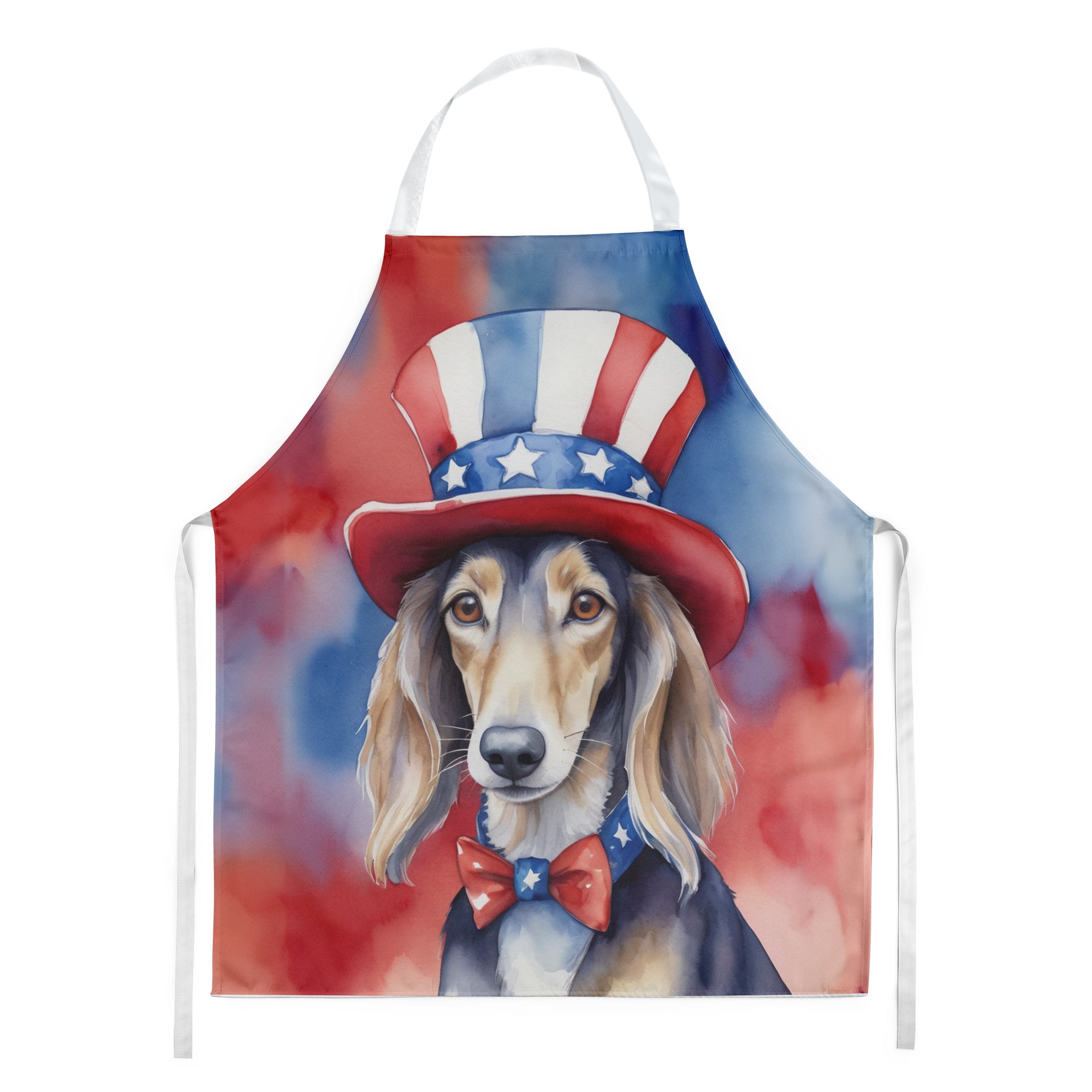Saluki Patriotic American Apron Cooking Kitchen Server Baking Crafts Gardening for Adult Women Men, Unisex, Large, Multicolor