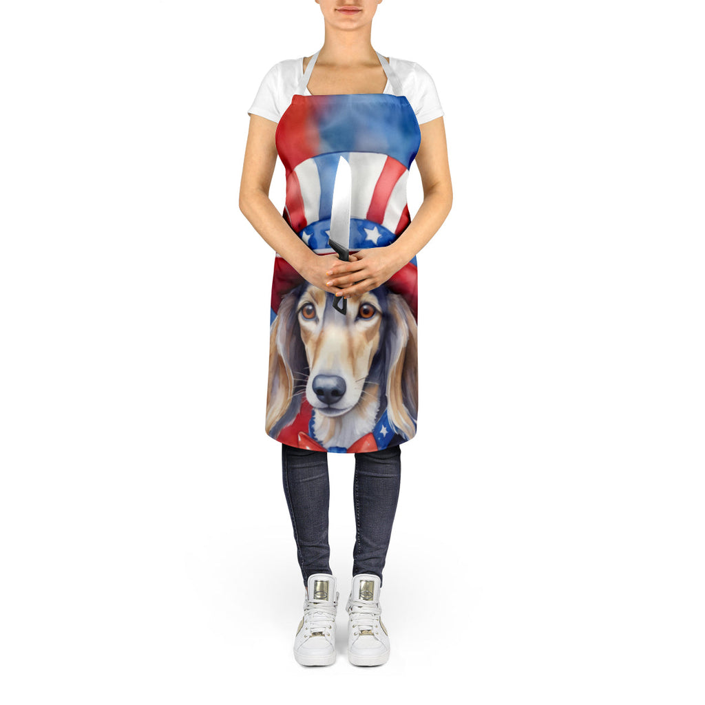 Saluki Patriotic American Apron Cooking Kitchen Server Baking Crafts Gardening for Adult Women Men, Unisex, Large, Multicolor
