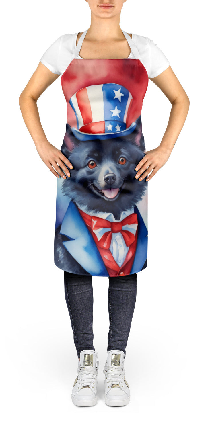 Schipperke Patriotic American Apron Cooking Kitchen Server Baking Crafts Gardening for Adult Women Men, Unisex, Large, Multicolor