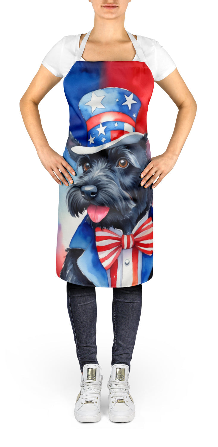 Scottish Terrier Patriotic American Apron Cooking Kitchen Server Baking Crafts Gardening for Adult Women Men, Unisex, Large, Multicolor