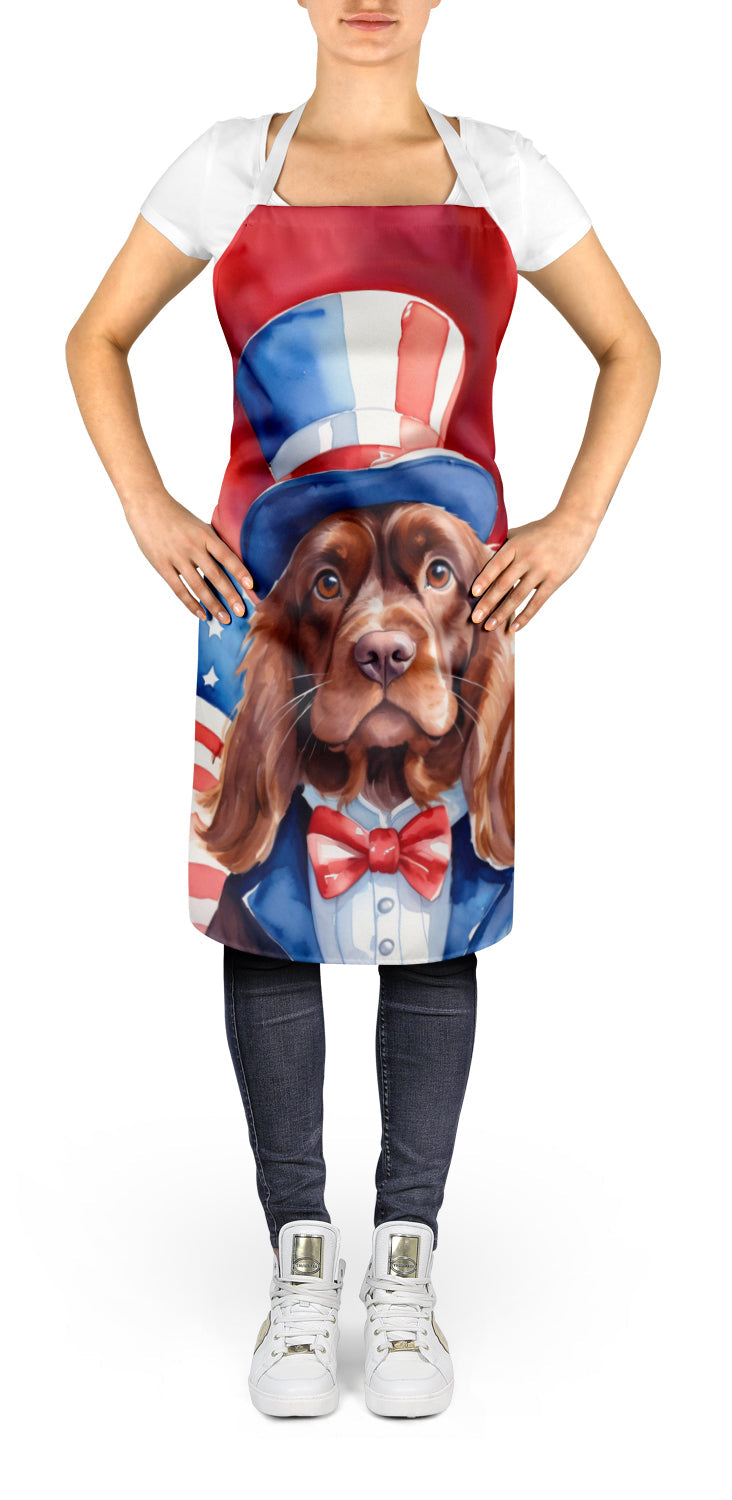 Sussex Spaniel Patriotic American Apron Cooking Kitchen Server Baking Crafts Gardening for Adult Women Men, Unisex, Large, Multicolor