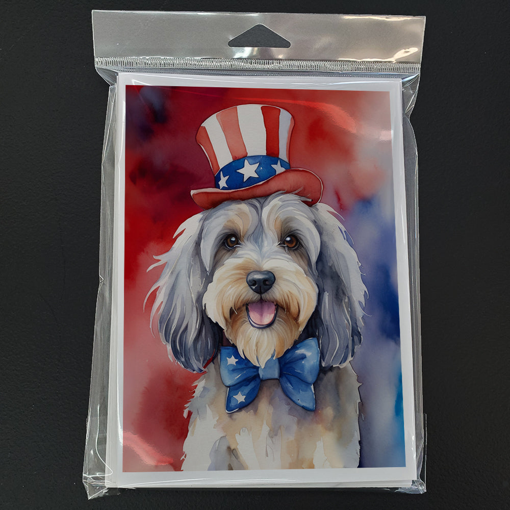 Tibetan Terrier Patriotic American Greeting Cards Pack of 8 Blank Cards with Envelopes Whimsical A7 Size 5x7