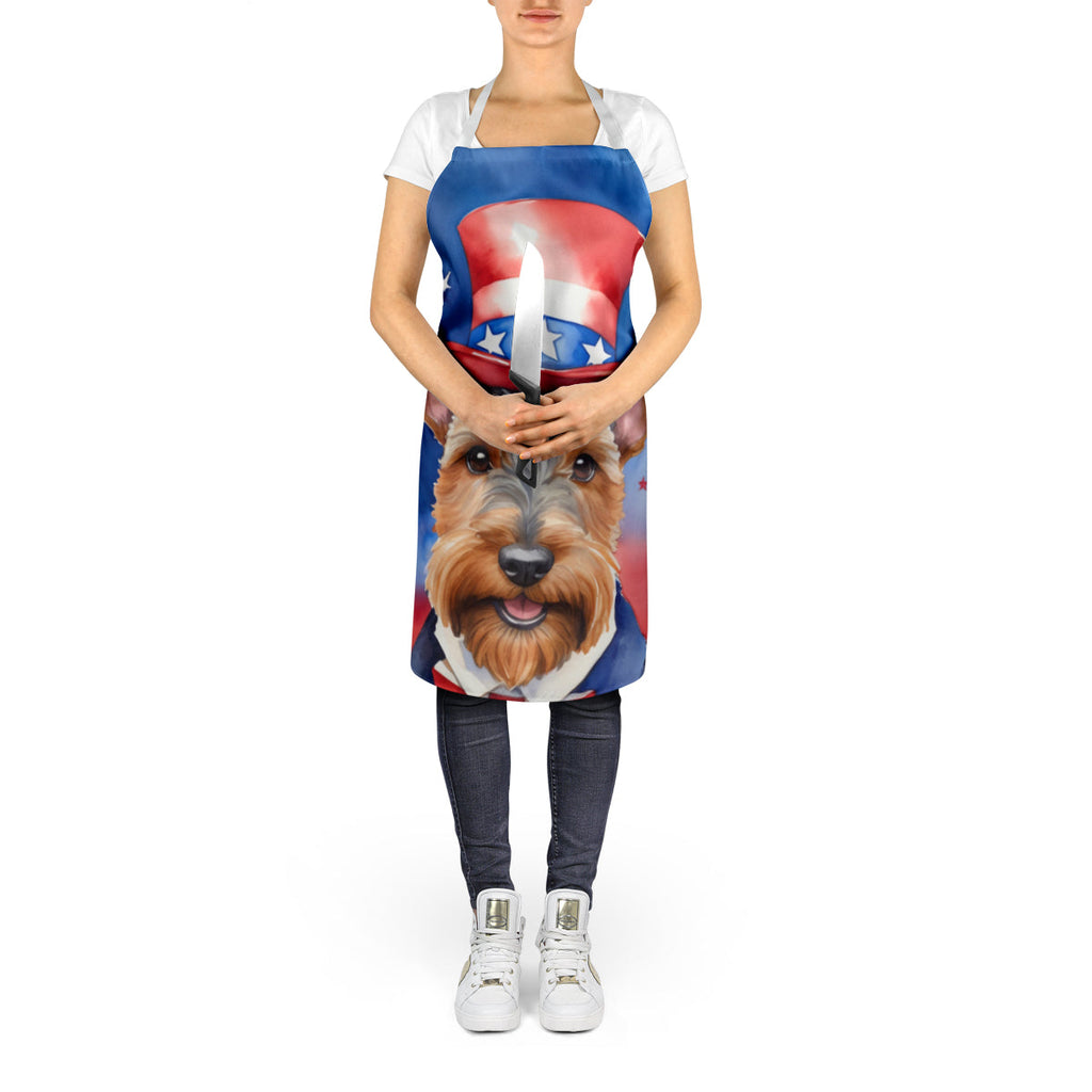Welsh Terrier Patriotic American Apron Cooking Kitchen Server Baking Crafts Gardening for Adult Women Men, Unisex, Large, Multicolor