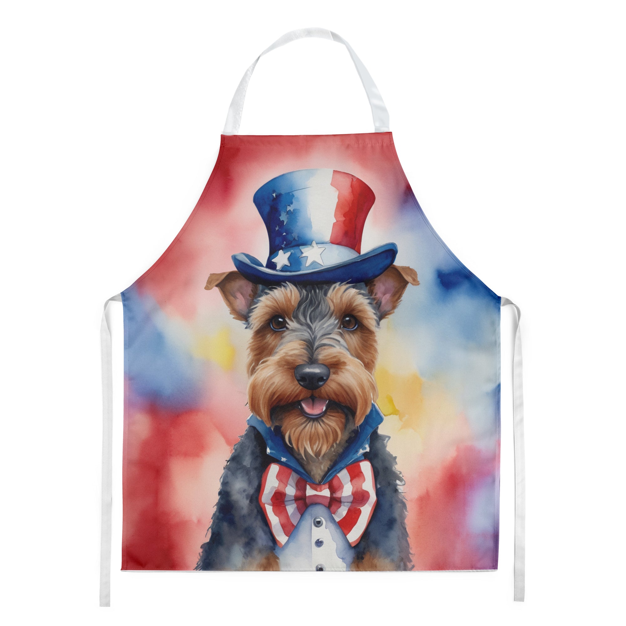 Welsh Terrier Patriotic American Apron Cooking Kitchen Server Baking Crafts Gardening for Adult Women Men, Unisex, Large, Multicolor