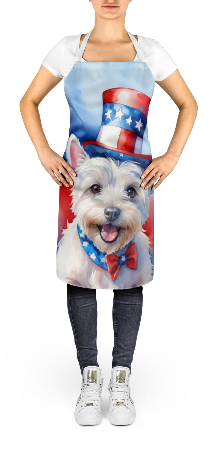 Westie Patriotic American Apron Cooking Kitchen Server Baking Crafts Gardening for Adult Women Men, Unisex, Large, Multicolor