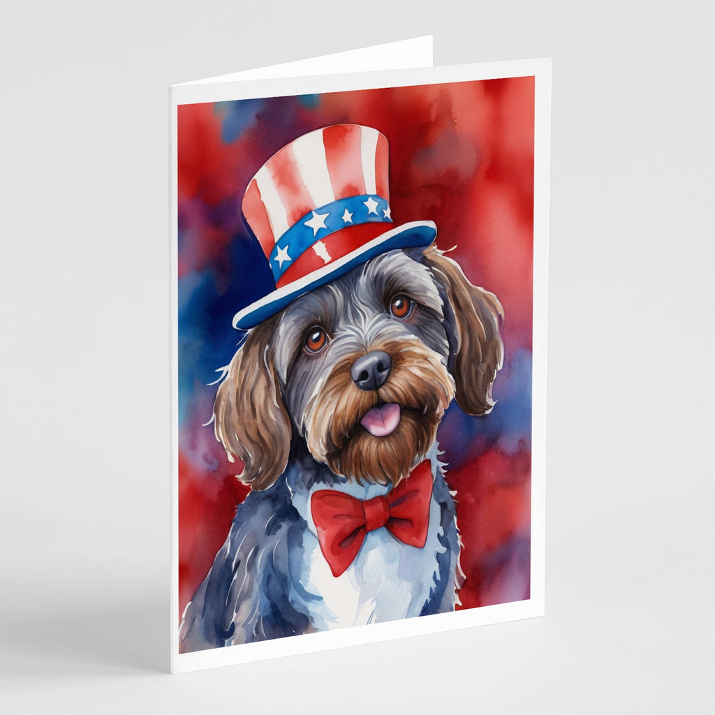 Wirehaired Pointing Griffon Patriotic American Greeting Cards Pack of 8 Blank Cards with Envelopes Whimsical A7 Size 5x7