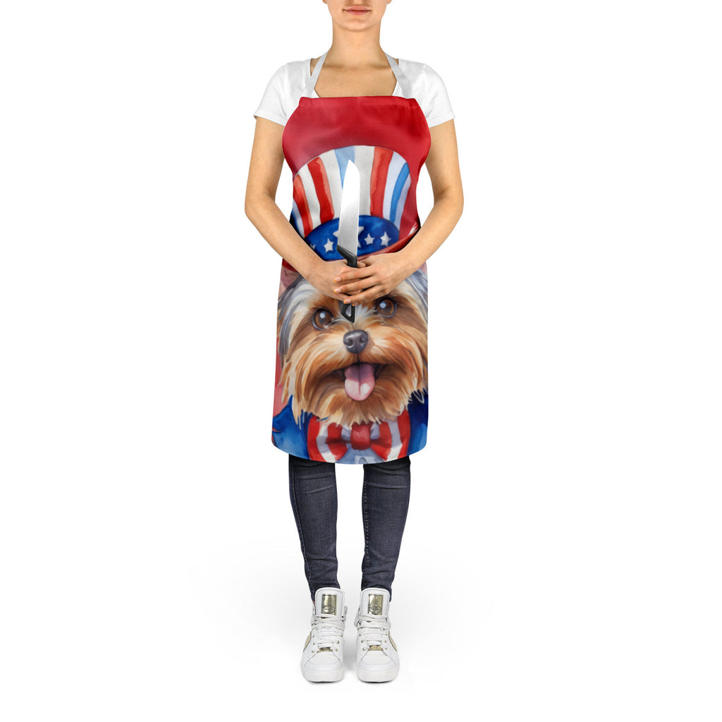 Yorkshire Terrier Patriotic American Apron Cooking Kitchen Server Baking Crafts Gardening for Adult Women Men, Unisex, Large, Multicolor