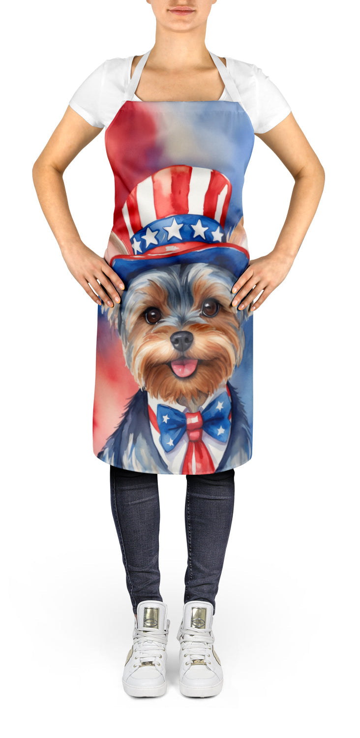 Yorkshire Terrier Patriotic American Apron Cooking Kitchen Server Baking Crafts Gardening for Adult Women Men, Unisex, Large, Multicolor