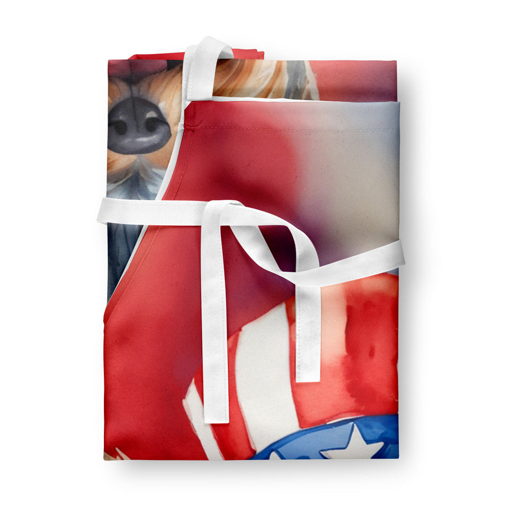 Yorkshire Terrier Patriotic American Apron Cooking Kitchen Server Baking Crafts Gardening for Adult Women Men, Unisex, Large, Multicolor