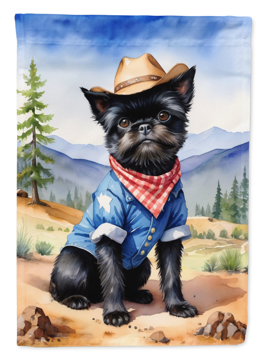 Affenpinscher Cowboy Welcome House Flag 28x40 Porch Sleeve Pole Decorative Outside Yard Banner Artwork Wall Hanging, Polyester