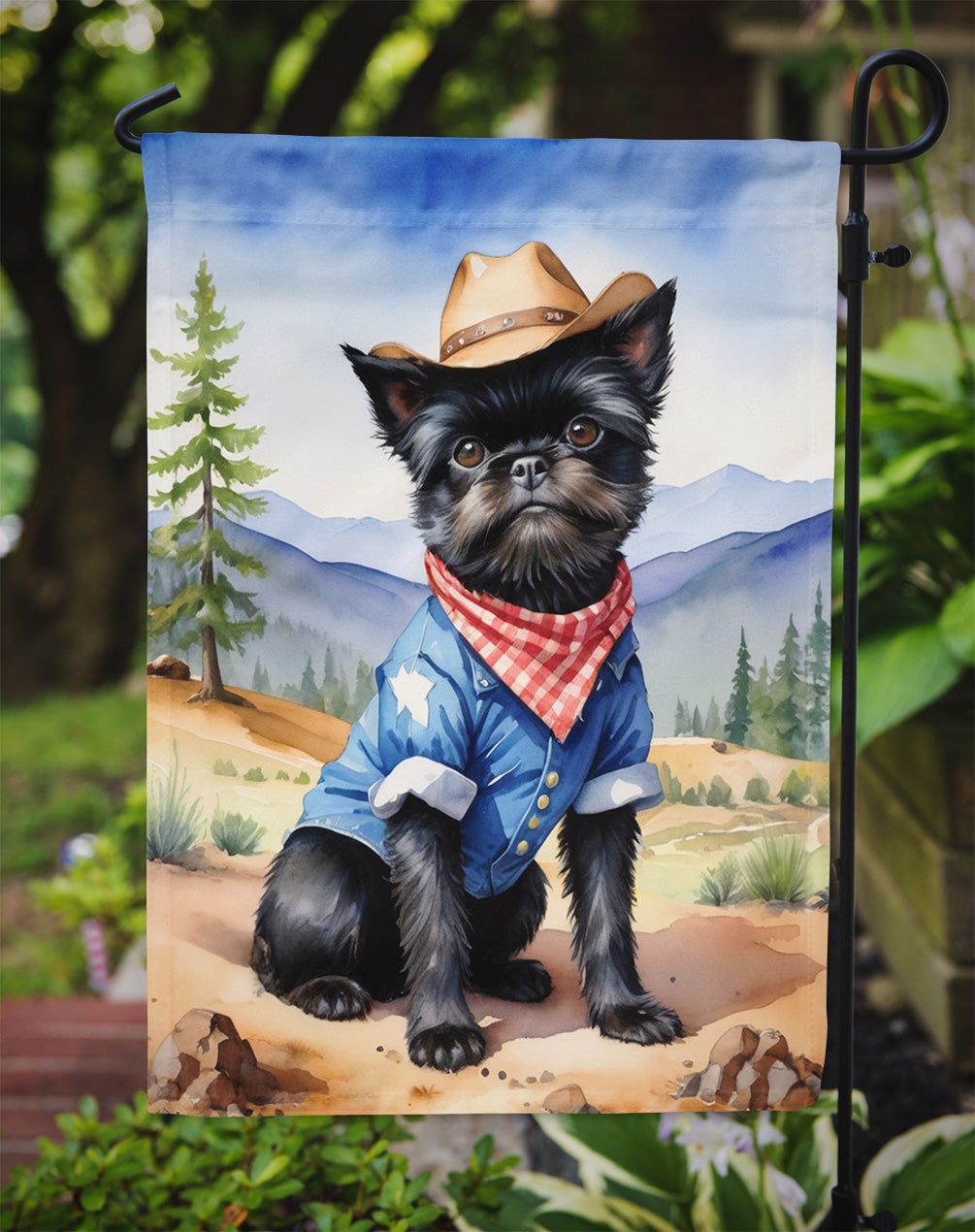 Affenpinscher Cowboy Welcome Garden Flag Mailbox Decorative Yard Banner Outside Patio Artwork for Flower Beds, Garden Size, Multicolor