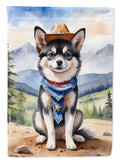Alaskan Klee Kai Cowboy Welcome House Flag 28x40 Porch Sleeve Pole Decorative Outside Yard Banner Artwork Wall Hanging, Polyester