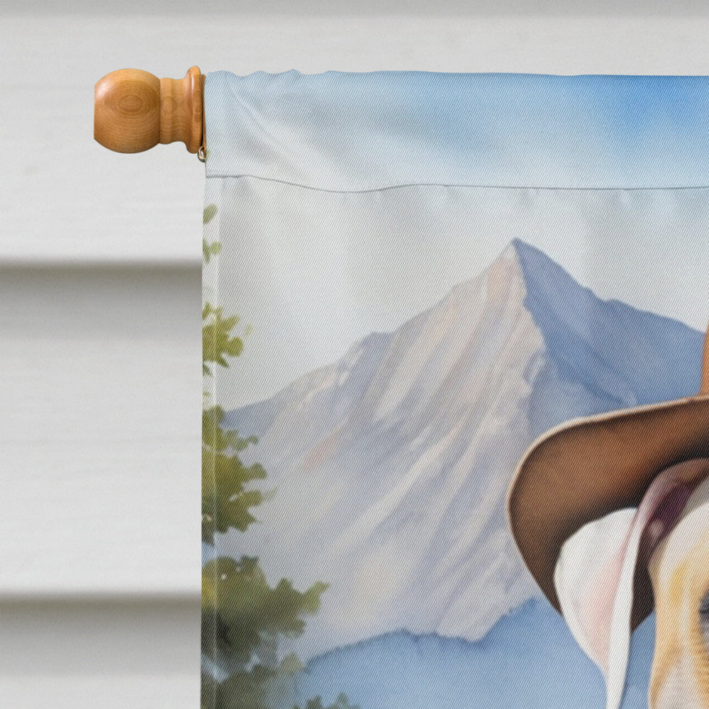 American Bulldog Cowboy Welcome House Flag 28x40 Porch Sleeve Pole Decorative Outside Yard Banner Artwork Wall Hanging, Polyester