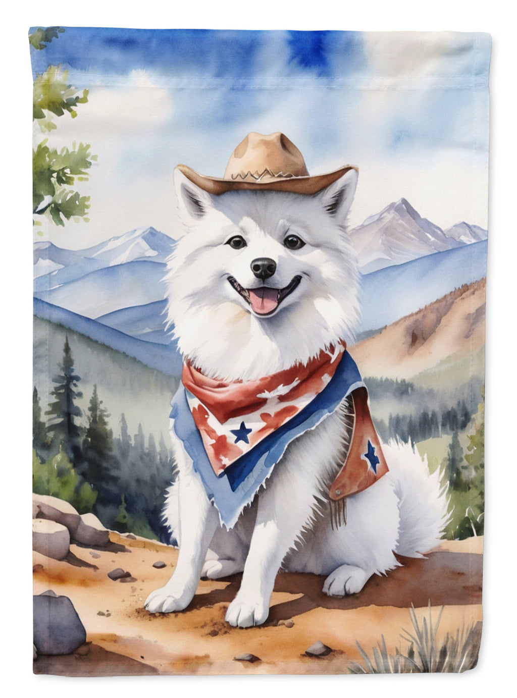 American Eskimo Cowboy Welcome Garden Flag Mailbox Decorative Yard Banner Outside Patio Artwork for Flower Beds, Garden Size, Multicolor