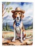 American Foxhound Cowboy Welcome House Flag 28x40 Porch Sleeve Pole Decorative Outside Yard Banner Artwork Wall Hanging, Polyester