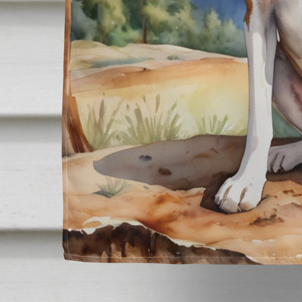 American Foxhound Cowboy Welcome House Flag 28x40 Porch Sleeve Pole Decorative Outside Yard Banner Artwork Wall Hanging, Polyester