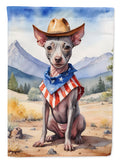 American Hairless Terrier Cowboy Welcome House Flag 28x40 Porch Sleeve Pole Decorative Outside Yard Banner Artwork Wall Hanging, Polyester