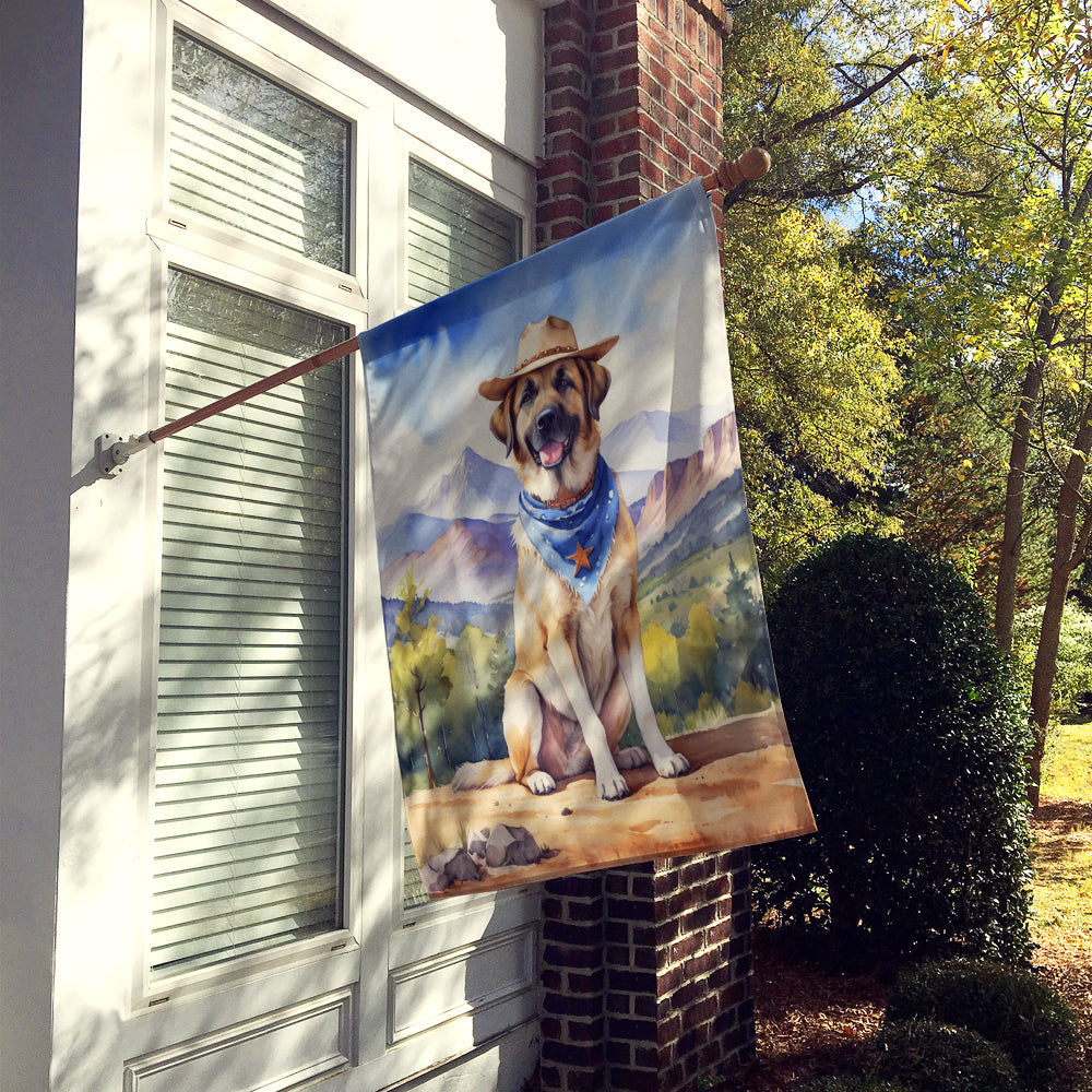 Anatolian Shepherd Cowboy Welcome House Flag 28x40 Porch Sleeve Pole Decorative Outside Yard Banner Artwork Wall Hanging, Polyester
