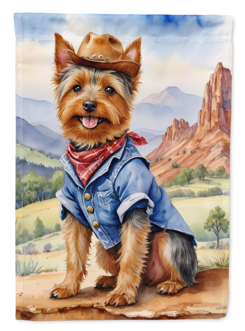 Australian Terrier Cowboy Welcome Garden Flag Mailbox Decorative Yard Banner Outside Patio Artwork for Flower Beds, Garden Size, Multicolor