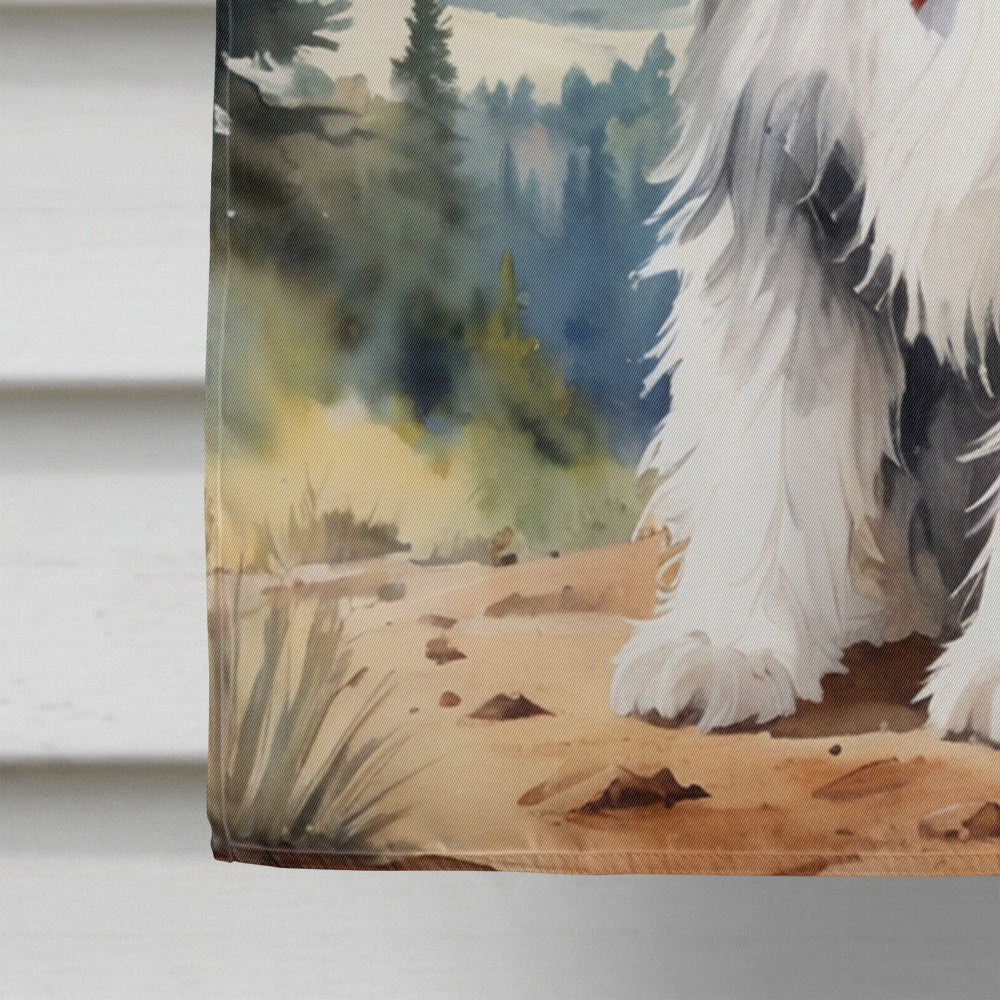 Bearded Collie Cowboy Welcome House Flag 28x40 Porch Sleeve Pole Decorative Outside Yard Banner Artwork Wall Hanging, Polyester