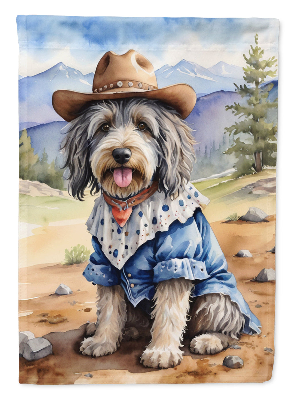 Bergamasco Sheepdog Cowboy Welcome Garden Flag Mailbox Decorative Yard Banner Outside Patio Artwork for Flower Beds, Garden Size, Multicolor
