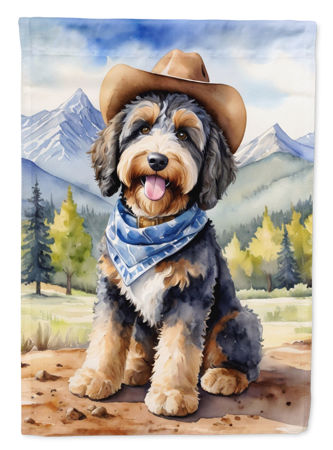 Bernedoodle Cowboy Welcome Garden Flag Mailbox Decorative Yard Banner Outside Patio Artwork for Flower Beds, Garden Size, Multicolor
