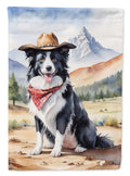 Border Collie Cowboy Welcome House Flag 28x40 Porch Sleeve Pole Decorative Outside Yard Banner Artwork Wall Hanging, Polyester