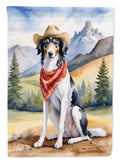 Borzoi Cowboy Welcome House Flag 28x40 Porch Sleeve Pole Decorative Outside Yard Banner Artwork Wall Hanging, Polyester