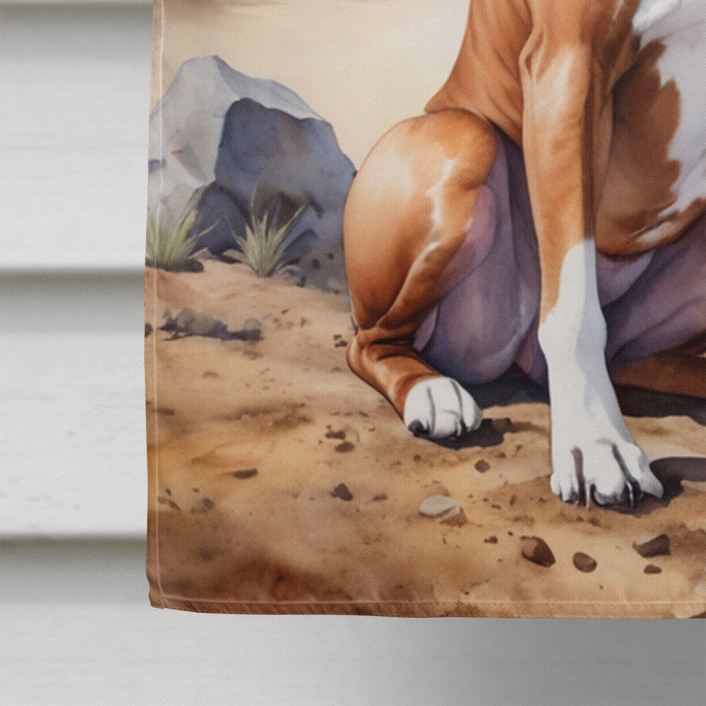 Boxer Cowboy Welcome House Flag 28x40 Porch Sleeve Pole Decorative Outside Yard Banner Artwork Wall Hanging, Polyester