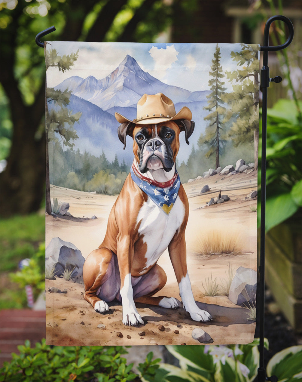 Boxer Cowboy Welcome Garden Flag Mailbox Decorative Yard Banner Outside Patio Artwork for Flower Beds, Garden Size, Multicolor