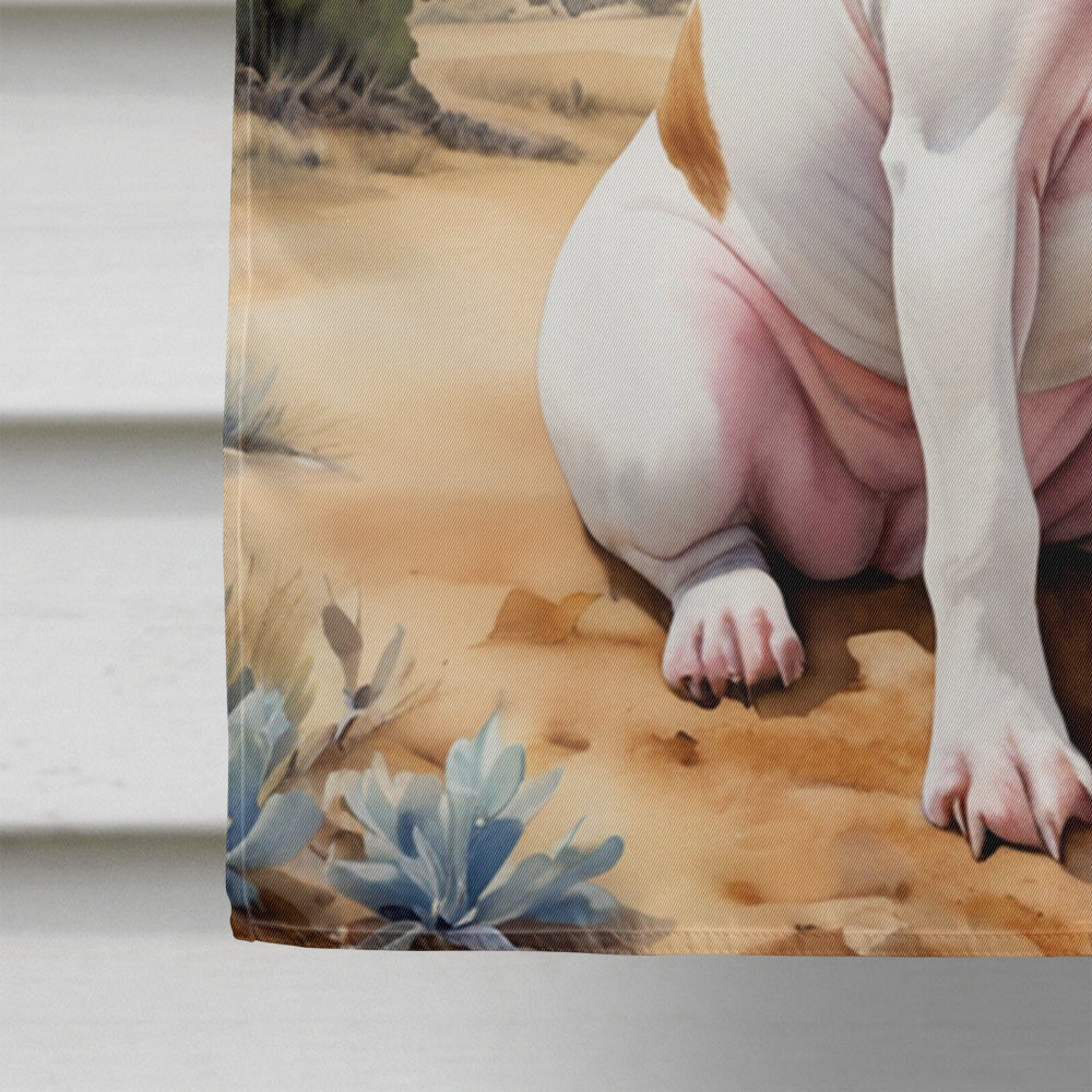 Bull Terrier Cowboy Welcome House Flag 28x40 Porch Sleeve Pole Decorative Outside Yard Banner Artwork Wall Hanging, Polyester