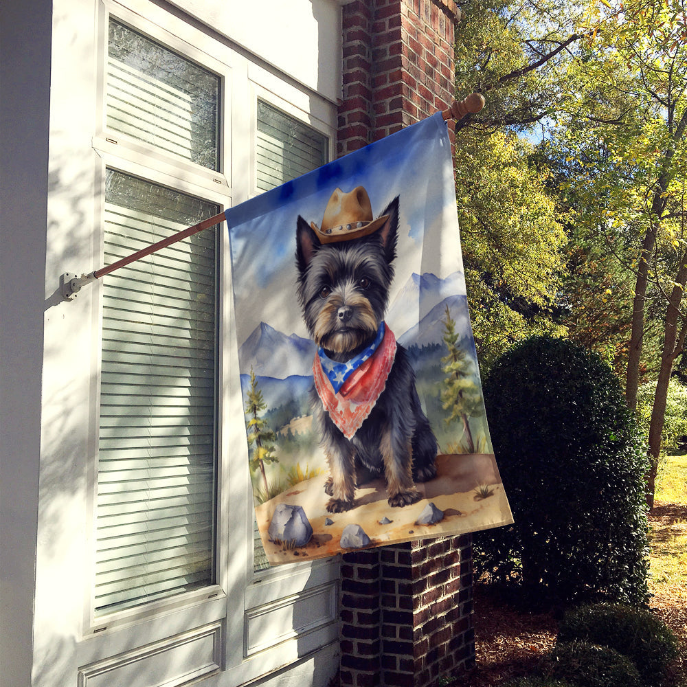 Cairn Terrier Cowboy Welcome House Flag 28x40 Porch Sleeve Pole Decorative Outside Yard Banner Artwork Wall Hanging, Polyester