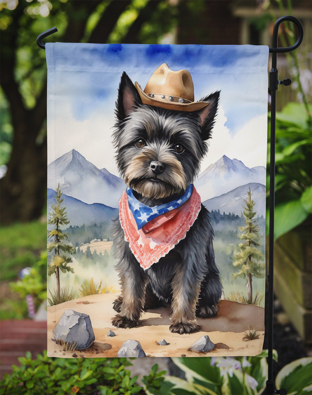 Cairn Terrier Cowboy Welcome Garden Flag Mailbox Decorative Yard Banner Outside Patio Artwork for Flower Beds, Garden Size, Multicolor