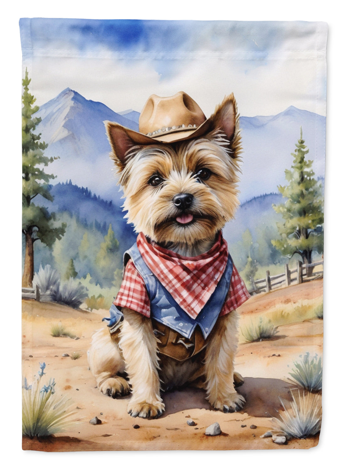 Cairn Terrier Cowboy Welcome House Flag 28x40 Porch Sleeve Pole Decorative Outside Yard Banner Artwork Wall Hanging, Polyester