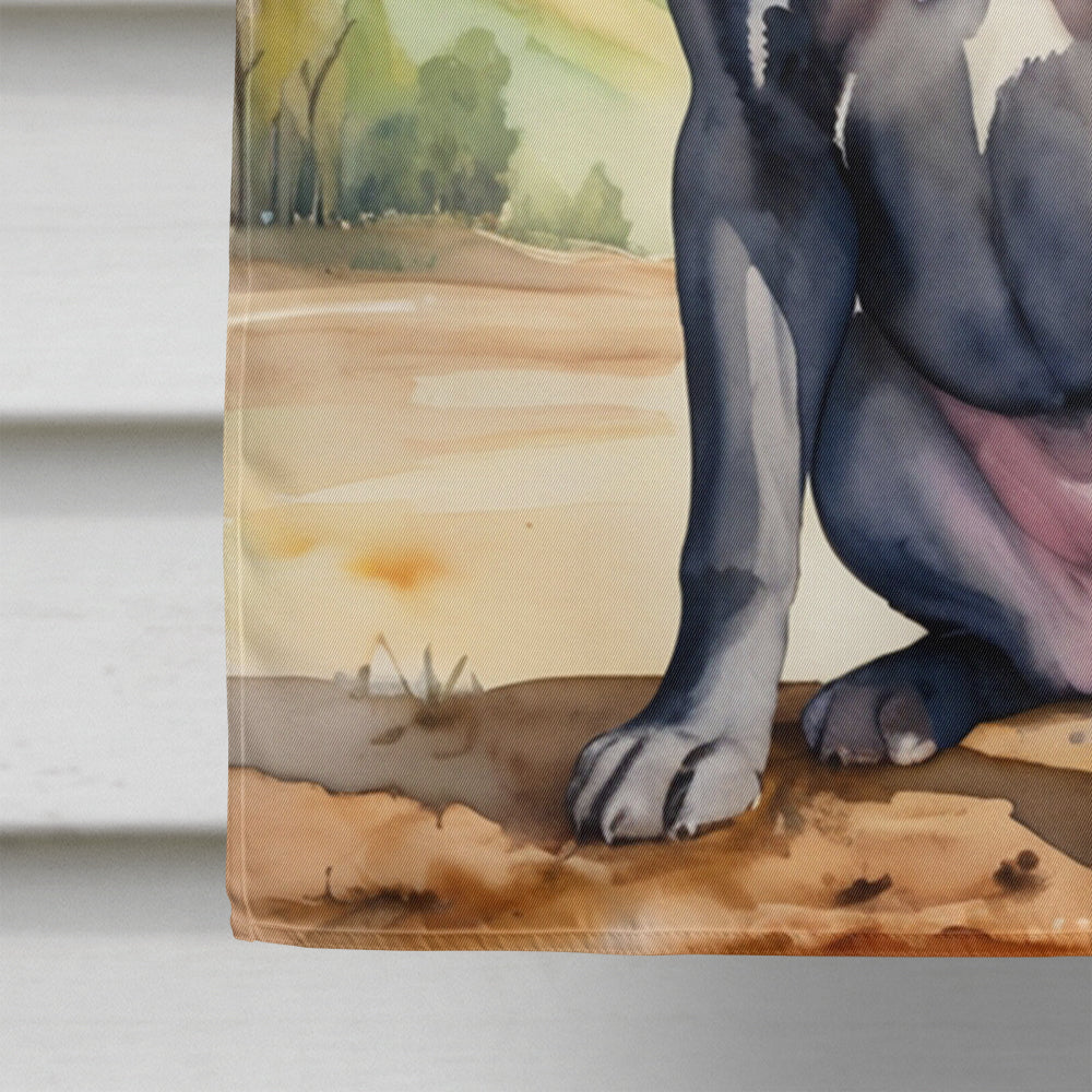 Cane Corso Cowboy Welcome House Flag 28x40 Porch Sleeve Pole Decorative Outside Yard Banner Artwork Wall Hanging, Polyester