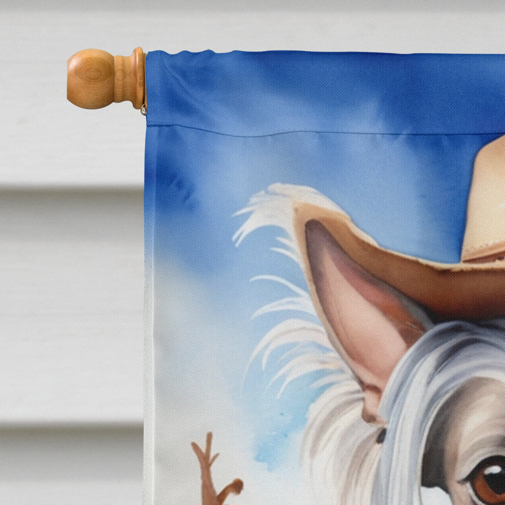 Chinese Crested Cowboy Welcome House Flag 28x40 Porch Sleeve Pole Decorative Outside Yard Banner Artwork Wall Hanging, Polyester