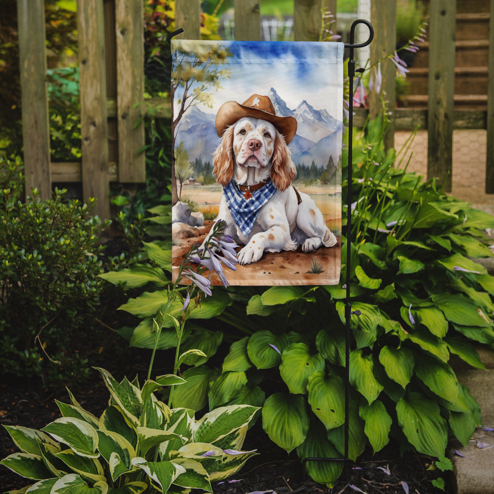 Clumber Spaniel Cowboy Welcome Garden Flag Mailbox Decorative Yard Banner Outside Patio Artwork for Flower Beds, Garden Size, Multicolor