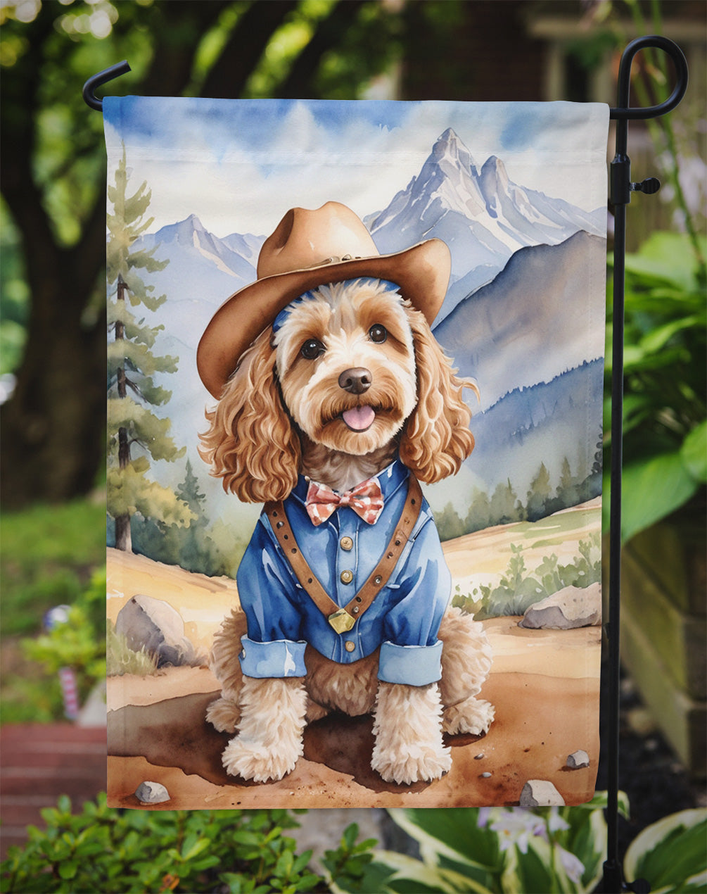 Cockapoo Cowboy Welcome Garden Flag Mailbox Decorative Yard Banner Outside Patio Artwork for Flower Beds, Garden Size, Multicolor