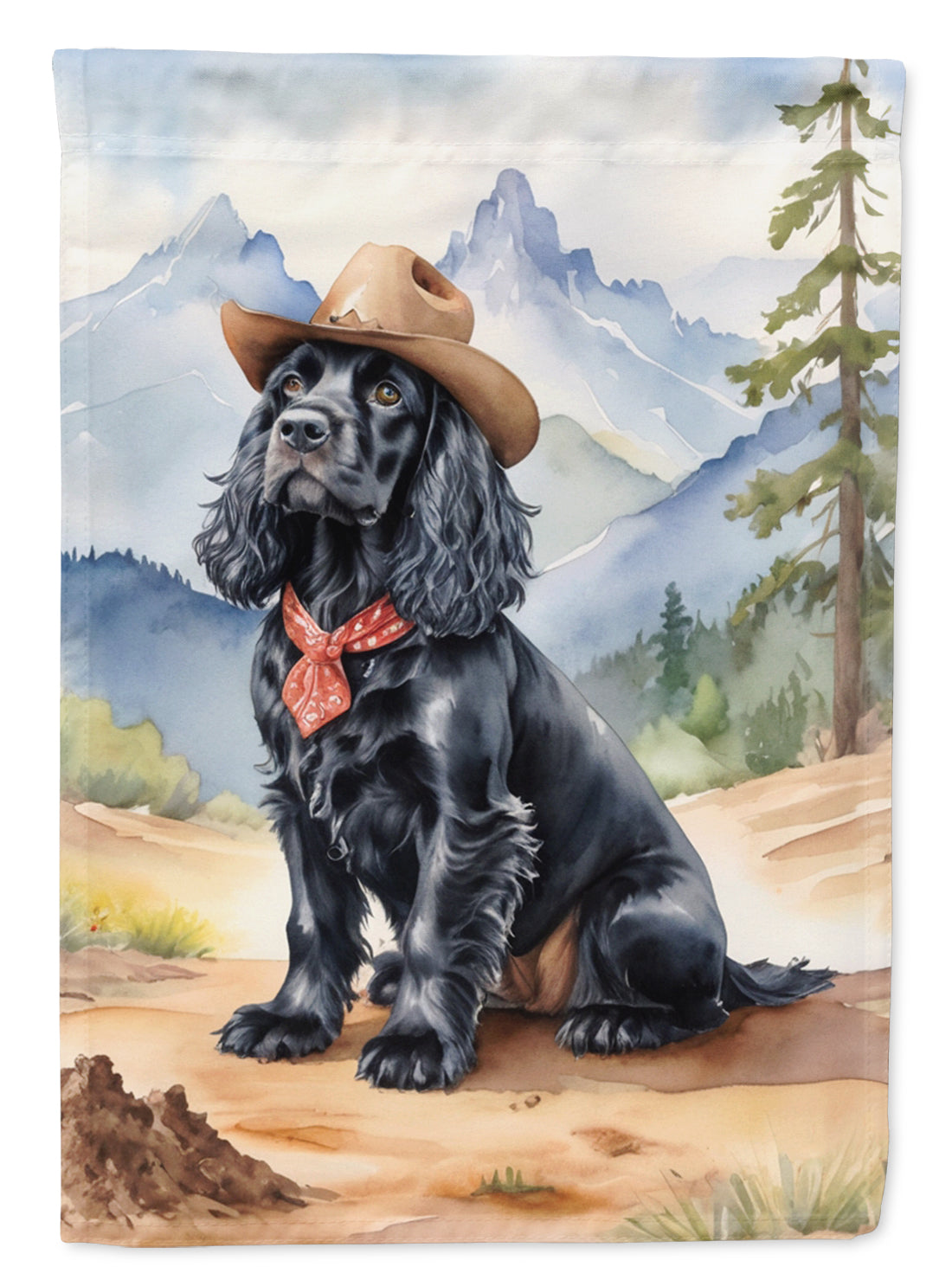 Cocker Spaniel Cowboy Welcome House Flag 28x40 Porch Sleeve Pole Decorative Outside Yard Banner Artwork Wall Hanging, Polyester