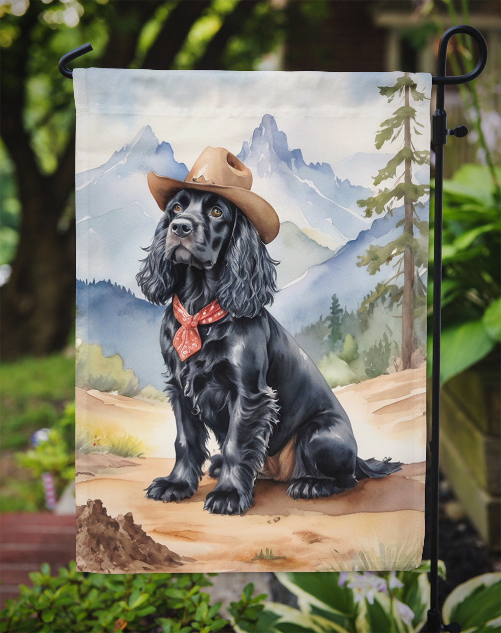 Cocker Spaniel Cowboy Welcome Garden Flag Mailbox Decorative Yard Banner Outside Patio Artwork for Flower Beds, Garden Size, Multicolor