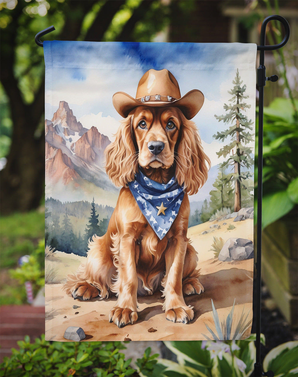 Cocker Spaniel Cowboy Welcome Garden Flag Mailbox Decorative Yard Banner Outside Patio Artwork for Flower Beds, Garden Size, Multicolor