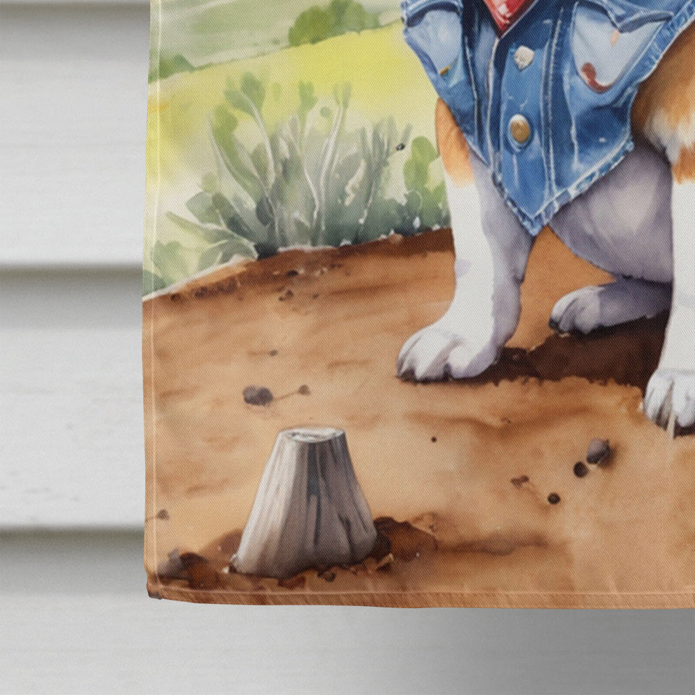 Corgi Cowboy Welcome House Flag 28x40 Porch Sleeve Pole Decorative Outside Yard Banner Artwork Wall Hanging, Polyester