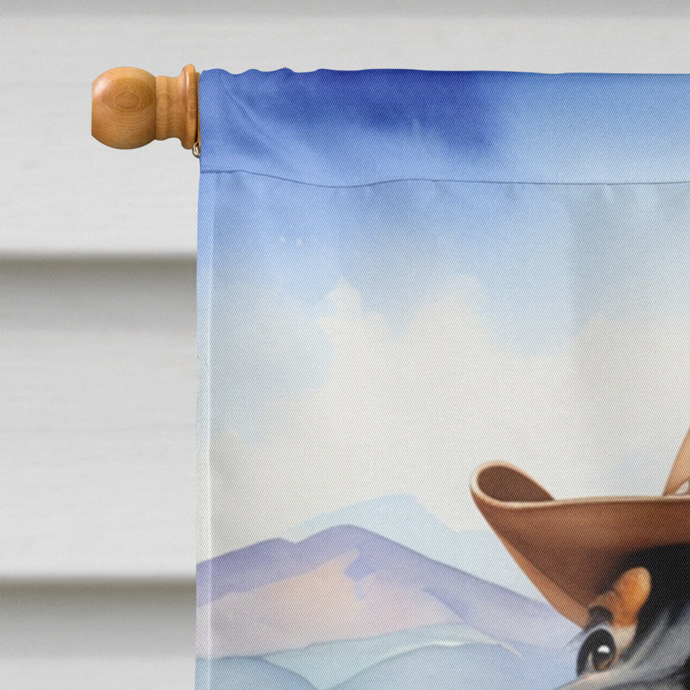 Dachshund Cowboy Welcome House Flag 28x40 Porch Sleeve Pole Decorative Outside Yard Banner Artwork Wall Hanging, Polyester