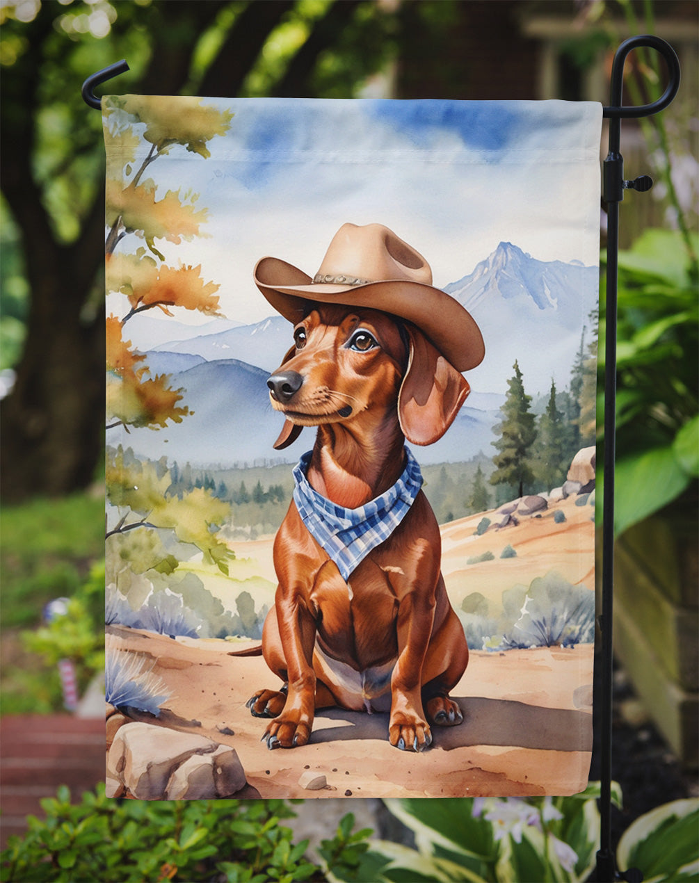 Dachshund Cowboy Welcome Garden Flag Mailbox Decorative Yard Banner Outside Patio Artwork for Flower Beds, Garden Size, Multicolor