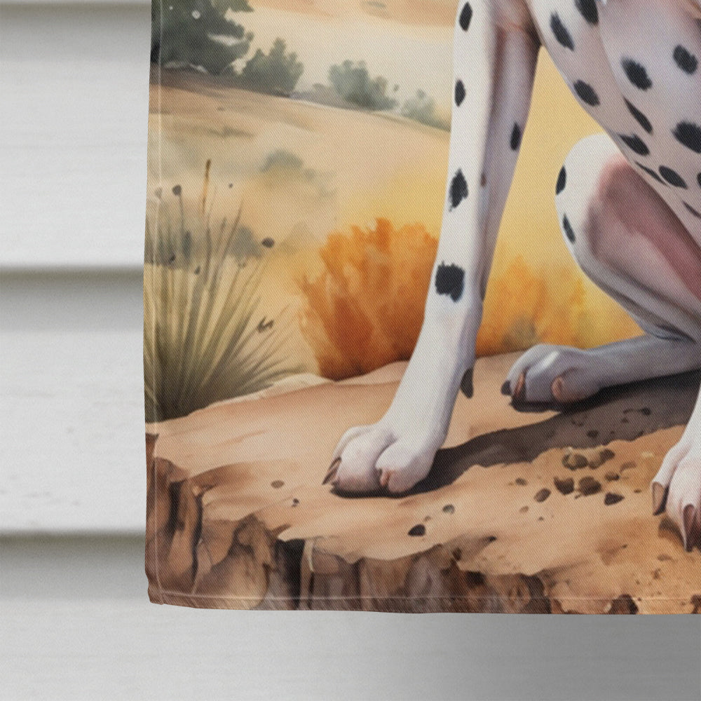Dalmatian Cowboy Welcome House Flag 28x40 Porch Sleeve Pole Decorative Outside Yard Banner Artwork Wall Hanging, Polyester