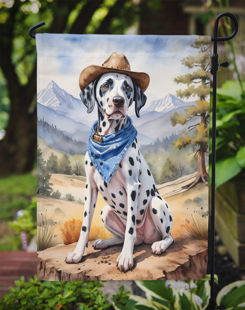 Dalmatian Cowboy Welcome Garden Flag Mailbox Decorative Yard Banner Outside Patio Artwork for Flower Beds, Garden Size, Multicolor