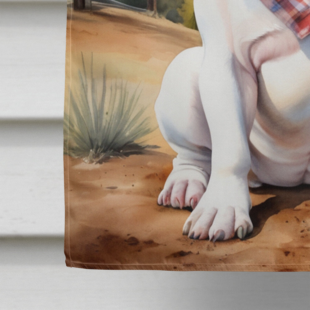English Bulldog Cowboy Welcome House Flag 28x40 Porch Sleeve Pole Decorative Outside Yard Banner Artwork Wall Hanging, Polyester