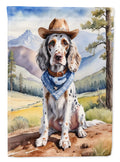 English Setter Cowboy Welcome House Flag 28x40 Porch Sleeve Pole Decorative Outside Yard Banner Artwork Wall Hanging, Polyester